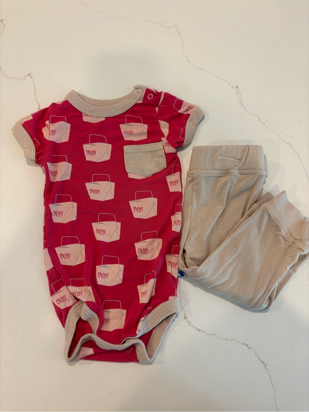 Kickee Pants Bamboo Onesie and Pants Hot Pink Size 3-6 months